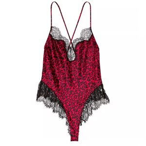 Victoria’s secret women’s bodysuit lingerie size S Red animal print  NWOT